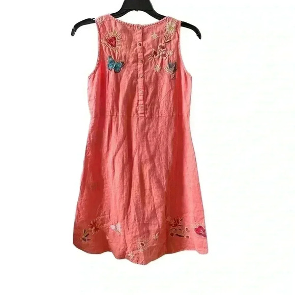 Johnny Was Adara Linen V Neck Coral Embroidered Tank Dress Size XXS/XS - Picture 4 of 16